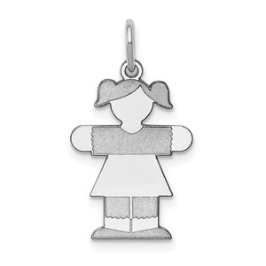 Sterling Silver Rhodium-plated Kid Charm - XK-44397DEB-2064
