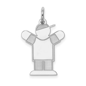 Sterling Silver Rhodium-plated Kid Charm - XK-B852354C-7105