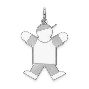 Sterling Silver Rhodium-plated Kid Charm - XK-C1DAC182-1232