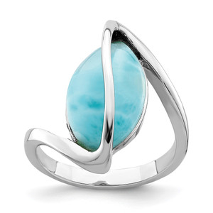 Sterling Silver Rhodium-plated Larimar Twisted Ring - QR-19C5B009-5826