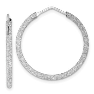 Sterling Silver Rhodium-plated Laser Cut 2mm Endless Hoop Earrings - QE-3C47139E-2056