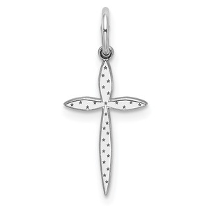 Sterling Silver Rhodium-plated Laser Designed Cross Charm - QX-2C441D96-5275