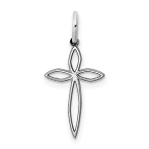 Sterling Silver Rhodium-plated Laser Designed Cross Charm - QX-B0AED32A-5542