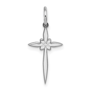 Sterling Silver Rhodium-plated Laser Designed Cross Charm - QX-C4245196-9743