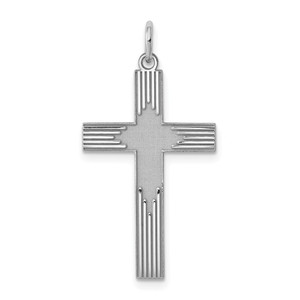 Sterling Silver Rhodium-plated Laser Designed Cross Pendant - QX-161DE56D-2506