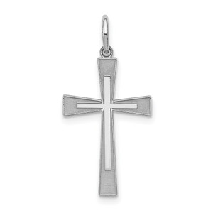 Sterling Silver Rhodium-plated Laser Designed Cross Pendant - QX-33C8126D-9235