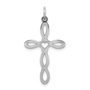 Sterling Silver Rhodium-plated Laser Designed Cross Pendant - QX-52775C6C-6850