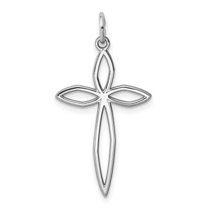 Sterling Silver Rhodium-plated Laser Designed Cross Pendant - QX-5BC7D114-4497
