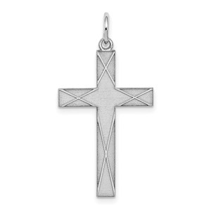 Sterling Silver Rhodium-plated Laser Designed Cross Pendant - QX-799BC83A-6334