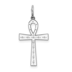 Sterling Silver Rhodium-plated Laser Designed Cross Pendant - QX-86A3D951-9309