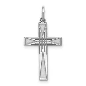 Sterling Silver Rhodium-plated Laser Designed Cross Pendant - QX-E8E159B2-3492