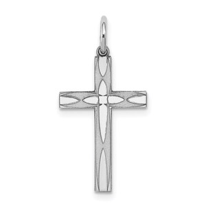 Sterling Silver Rhodium-plated Laser Designed Cross Pendant - QX-E95E9022-1137