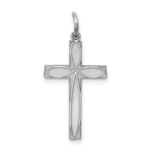 Sterling Silver Rhodium-plated Laser Designed Cross Pendant - QX-F0F8EF59-7732
