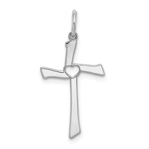 Sterling Silver Rhodium-plated Laser Designed Cross Pendant - QX-F36149E1-9901