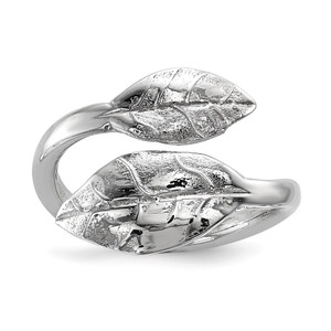Sterling Silver Rhodium-plated Leaf Ring - QR-BC190D8F-8611