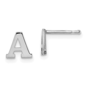Sterling Silver Rhodium-plated Letter A Initial Post Earrings
