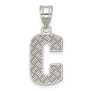 Sterling Silver Rhodium-plated Letter C Initial Pendant - QC-7D4955E6-4854