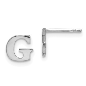 Sterling Silver Rhodium-plated Letter G Initial Post Earrings