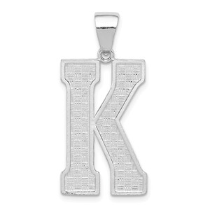 Sterling Silver Rhodium-plated Letter K Initial Pendant - QC-6F65E953-5304