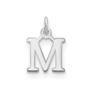Sterling Silver Rhodium-plated Letter M Initial Charm - XN-798BDA64-3095