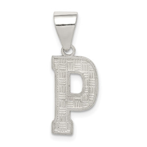 Sterling Silver Rhodium-plated Letter P Initial Pendant - QC-100971BD-9538