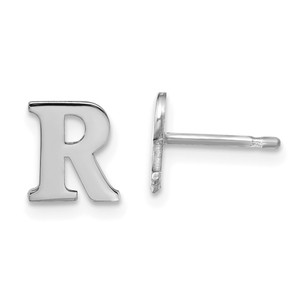 Sterling Silver Rhodium-plated Letter R Initial Post Earrings