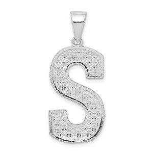 Sterling Silver Rhodium-plated Letter S Initial Pendant - QC-A2179AFB-9241