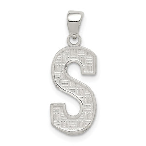 Sterling Silver Rhodium-plated Letter S Initial Pendant - QC-EE0AFAC4-2255