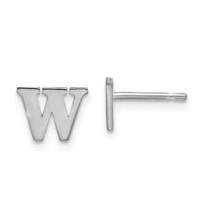 Sterling Silver Rhodium-plated Letter W Initial Post Earrings