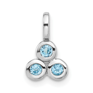 Sterling Silver Rhodium-plated Light Swiss Blue Topaz Pendant - QP-E2A775DD-3625