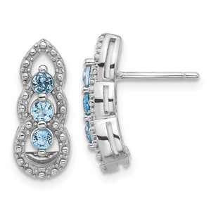 Sterling Silver Rhodium-plated Light Swiss Blue Topaz Post Earrings - QE-6EBF1333-8119