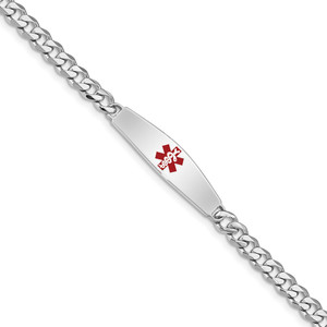 Sterling Silver Rhodium-plated Medical ID Bracelet w/Curb Link - XS-FB0B88EF-4894