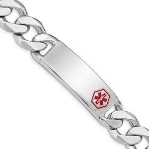 Sterling Silver Rhodium-plated Medical ID Curb Link Bracelet - XS-68FBFADD-9082