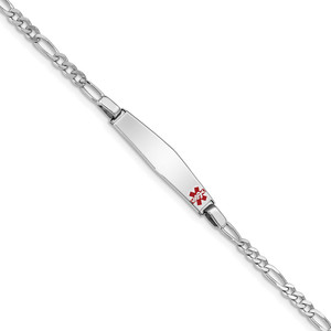 Sterling Silver Rhodium-plated Medical ID Figaro Link Bracelet - XS-A3FFB800-4268
