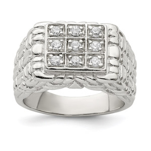 Sterling Silver Rhodium-plated Men's CZ Ring - QR-AA26039D-5116