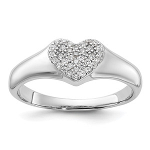 Sterling Silver Rhodium-plated Micro Pave CZ Heart Ring - QR-D02AE467-1713