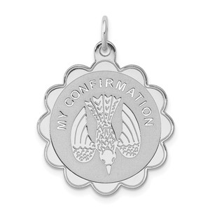 Sterling Silver Rhodium-plated My Confirmation Disc Charm - QC-916E3D73-4876