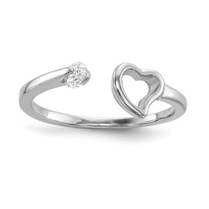 Sterling Silver Rhodium-plated Open Heart CZ Polished Ring - QR-4A0F6796-7906