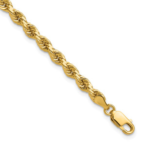 14K 7 inch 4mm Diamond-cut Rope with Lobster Clasp Chain
