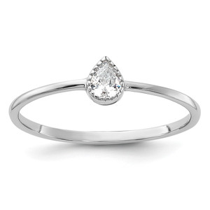 Sterling Silver Rhodium-plated Pear Shaped CZ Ring - QR-A4D9DE71-9902