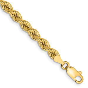 14K 7 inch 4mm Regular Rope with Lobster Clasp Chain