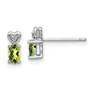 Sterling Silver Rhodium-plated Peridot & Diam. Earrings - QB-F041F15F-9668