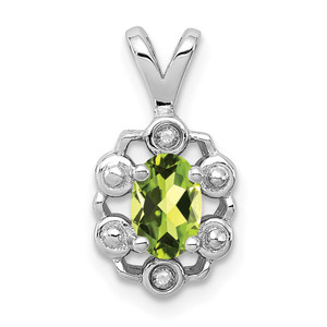 Sterling Silver Rhodium-plated Peridot & Diam. Pendant - QB-107307E6-8330