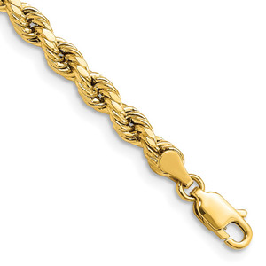 14K 7 inch 4mm Semi Solid Diamond-cut Rope with Lobster Clasp Chain