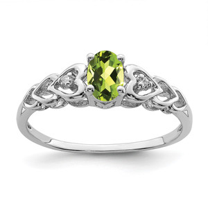 Sterling Silver Rhodium-plated Peridot & Diam. Ring - QB-361B2959-9928