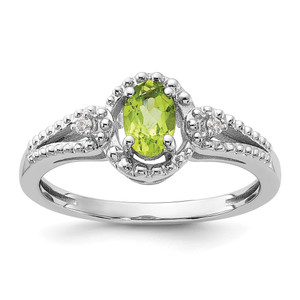 Sterling Silver Rhodium-plated Peridot & Diam. Ring - QB-5DD81E30-8279