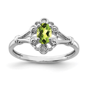 Sterling Silver Rhodium-plated Peridot & Diam. Ring - QB-E04D9236-6166