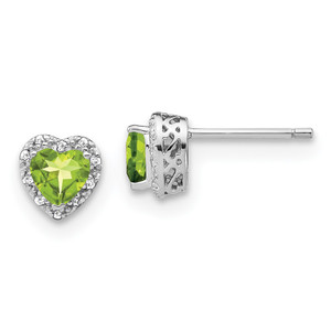 Sterling Silver Rhodium-plated Peridot and Diamond Earrings - EM-BE0AAC00-6362