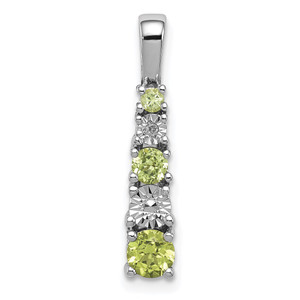 Sterling Silver Rhodium-plated Peridot and Diamond Pendant - QP-7277E41C-3426