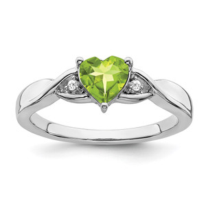 Sterling Silver Rhodium-plated Peridot and Diamond Ring - RM-55ABDF0F-5983